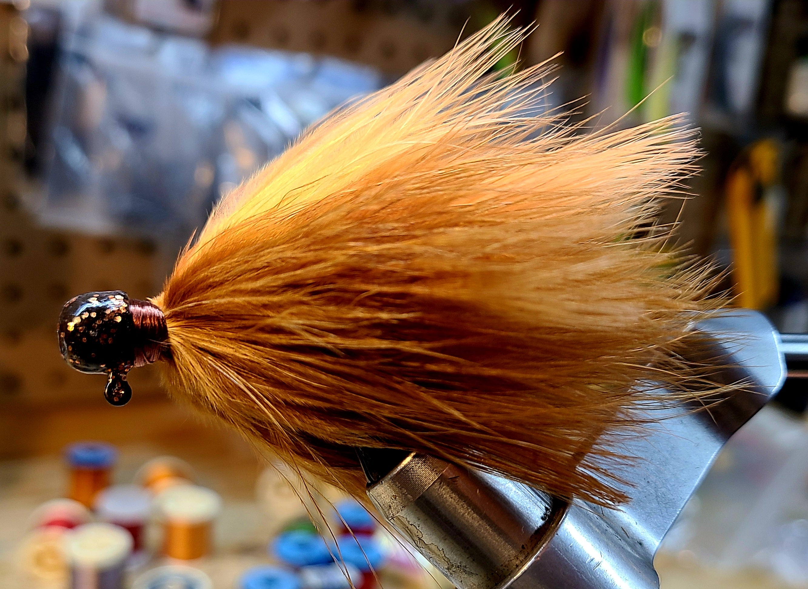 Marabou jigs (worm head)Brown(1/8oz)
